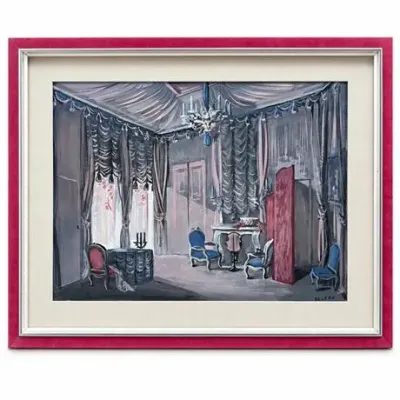 Lot 175   
André Delfau Theatrical Stage Set Design Gouache, Draped Salon Interior