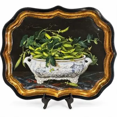 Lot 179  
"Painting by Galley" Trompe l'Oeil Tray, Pea Pod Still Life