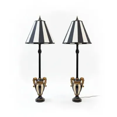 Lot 061   
Neoclassical Style Black and White Urn Buffet Lamps - Pair