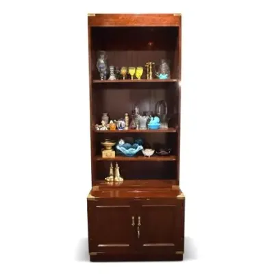 Lot 068   
M. Hayat & Bros Ltd Rosewood Campaign Style Tall Bookcase Cabinet