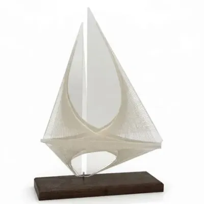 Lot 019  
Mid-Century Modern Acrylic & String Sailboat Sculpture