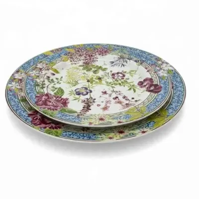 Lot 049   
Gien France Millefleurs Dinner & Dessert Plate Two Piece Service for Four (4)