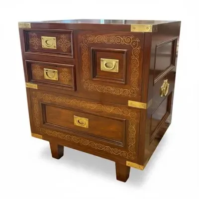 Lot 065   
Rosewood Anglo Indian Campaign Nightstands By M.Hayat & Bros