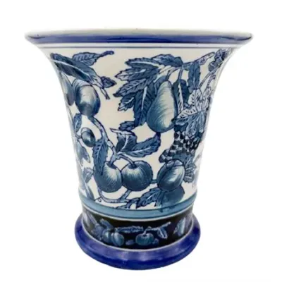 Lot 064   
Blue and White Botanical Fruit Porcelain Flared Vase