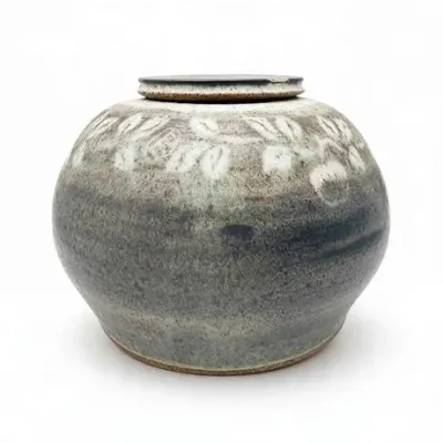 Lot 025   
Ed Hann Studio Art Pottery Sgraffito Stoneware Lidded Jar