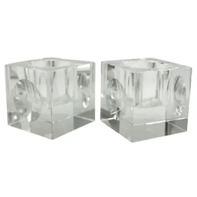 Lot 093   
Oleg Cassini Crystal Cube Candle Holders Pair
