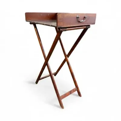 Lot 144   
Vintage Folding Mahogany Wood Butler Tray Stand