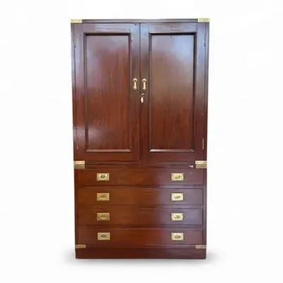 Lot 067 
M. Hayat & Bros. Ltd. Campaign Style Rosewood Armoire Chest