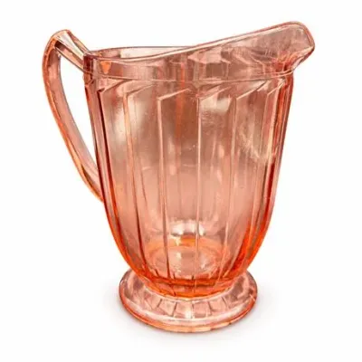 Sale Photo Thumbnail #107: Lot 220   
Pink Depression Glass Footed Pitcher, Paneled Design, 1930s
