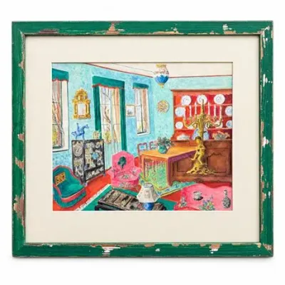 Lot 168  
Original Maximalist Interior Scene Watercolor Painting