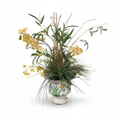 Lot 113  
Faux Orchid & Botanical Floral Arrangement