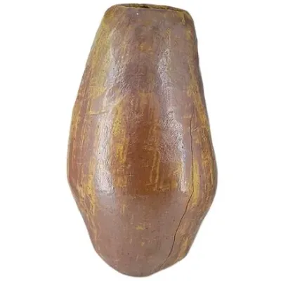 Tall Signed Rust & Ochre Art Pottery Vase