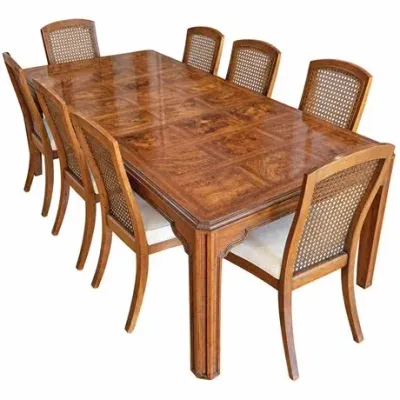 Henredon Heritage Extension Dining Table with Eight Cane-Back Chairs & Leaves