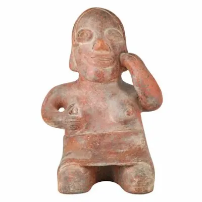 Terracotta Kneeling Figure with Raised Hand