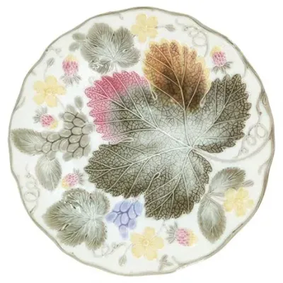 1879 Wedgewood Majolica Leaf Plate with Grapes, Berries & Flowers