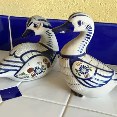 Mexican Tonalá pottery duck figurines