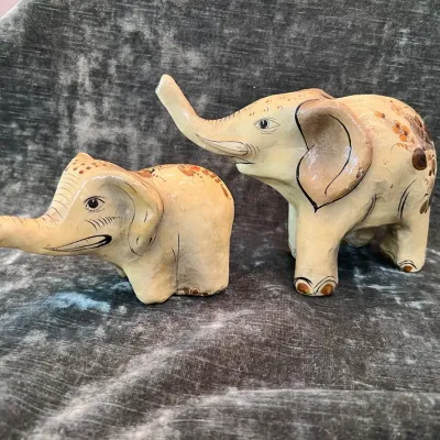 Vintage Papier-Mâché Elephant Figurines From Mexico