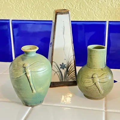 Handmade Dragonfly Pottery Vases And Bud Vase