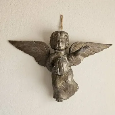 Decorative Flying Angel Cherub Wall Plaque
