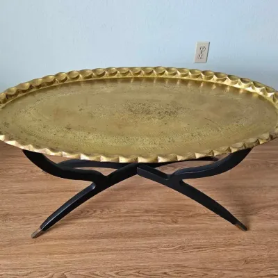 Vintage Mid-Century Moroccan-Style Tray Top Coffee Table 