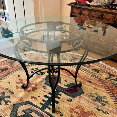 Wrought Iron And Glass Dining Table