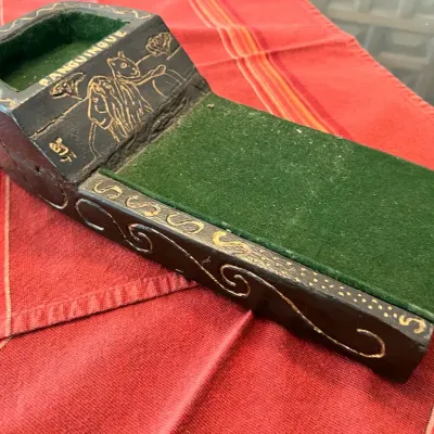 vintage wooden Panguingue (or "Pan") card game tray