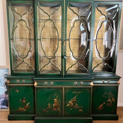 Karges Chinoiserie Breakfront China Cabinet