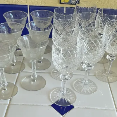 Etched Glass And Cut Crystal Stemware 
