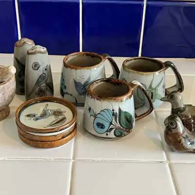 Ken Edwards El Palomar Pottery And A Marble Mortar And Pestle