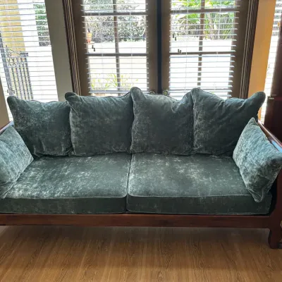 Reupholstered Vintage Wicker Couch
