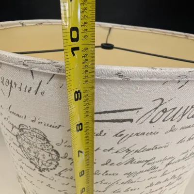 French Script Drum Lamp Shade, Cream Printed Shade