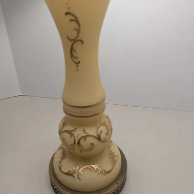 Vintage Hand Painted Custard Glass Table Lamp