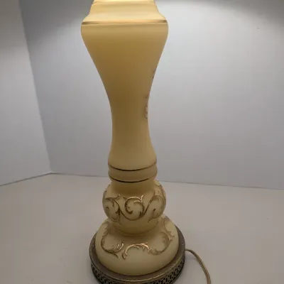 Vintage Hand Painted Custard Glass Table Lamp