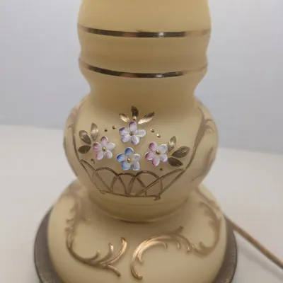 Vintage Hand Painted Custard Glass Table Lamp