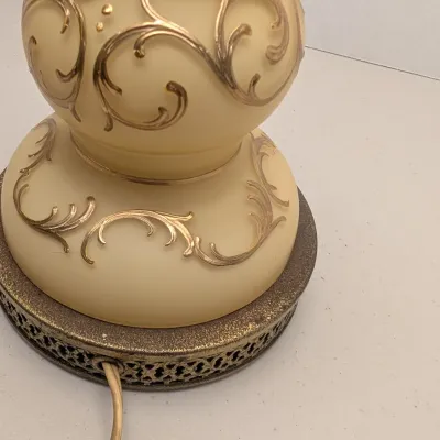 Vintage Hand Painted Custard Glass Table Lamp