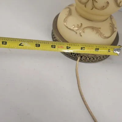 Vintage Hand Painted Custard Glass Table Lamp