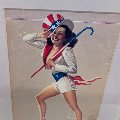 Framed Patriotic Pin-Up Art Print by Rolf Armstrong