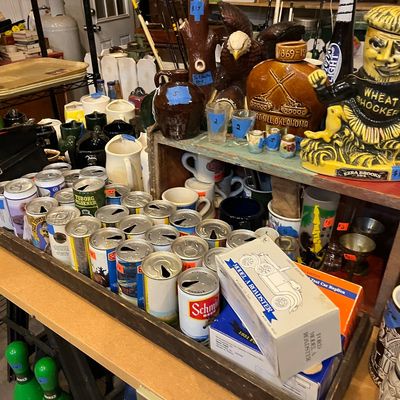 Sale Photo Thumbnail #12: Old decanters and cans