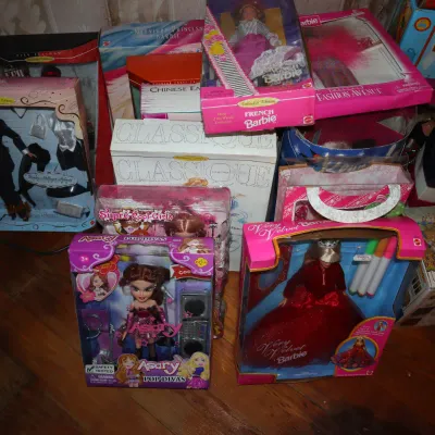 Sale Photo Thumbnail #85: Collection of vintage collectable Barbie and fashion dolls in original packaging, including French Barbie, Very Velvet Barbie, and Classique collection editions.