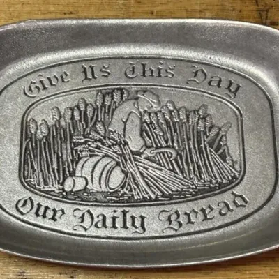 Sale Photo Thumbnail #534: Lot 634: Vntg Wilton Armetale "Daily Bread" tray & serving