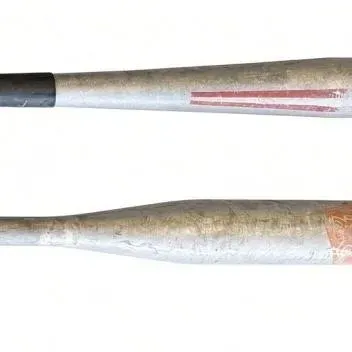 Sale Photo Thumbnail #69: Lot 142: Pair of vintage aluminum baseball bats. One Wilson with red branding and black taped handle; the other marked “POWER LITE” in orange.