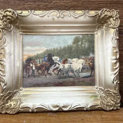 Sale Photo Thumbnail #503: Lot 603: The horse fair little oil painting