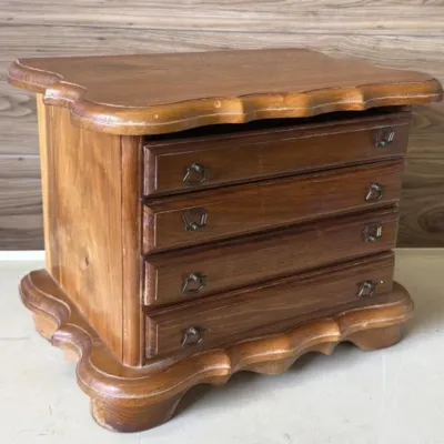 Sale Photo Thumbnail #362: Lot 463: Solid wood 4 drawer trinket / jewelry box- 15x10x12