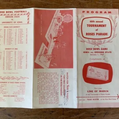 Sale Photo Thumbnail #446: Lot 546: 1957 Rose Bowl pamphlet - Oregon State versus University of Iowa
