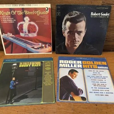 Sale Photo Thumbnail #216: Lot 287: Roger Miller, Bobby Bare, Kings steel guitar Robert Goulet - albums good shape/no dust jackets/records in excellent shape