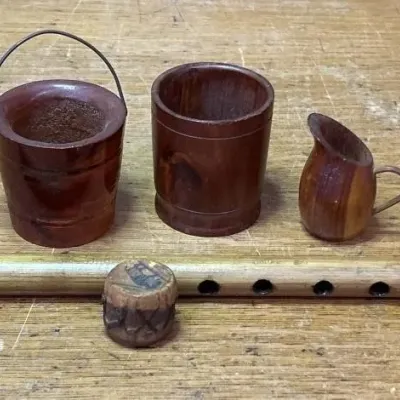 Sale Photo Thumbnail #528: Lot 628: Vintage wood set/wood flute