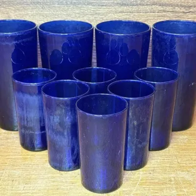 Sale Photo Thumbnail #469: Lot 569: Cobalt Blue Drink Glasses