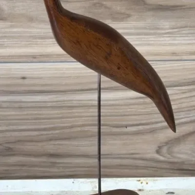 Sale Photo Thumbnail #356: Lot 457: Scandinavian folk art hand- carved minimalist wooden bird sculpture