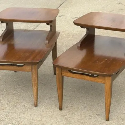 Sale Photo Thumbnail #136: Lot 207: Matching Vntg MCM Wooden Step-End Table 23 x 28 x 19