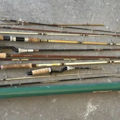 Sale Photo Thumbnail #92: Lot 165: Fly rods fishing rods & more